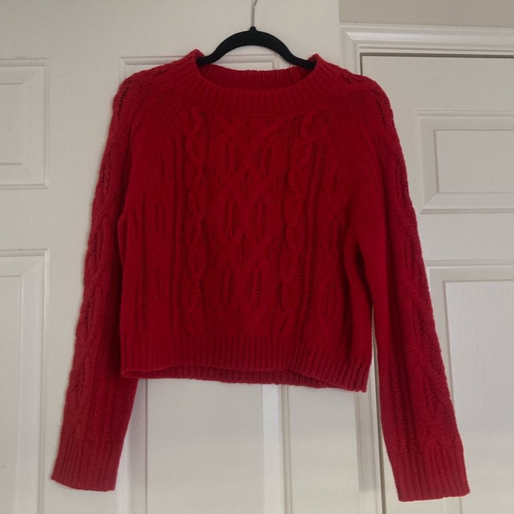 Red Cable Knit Sweater